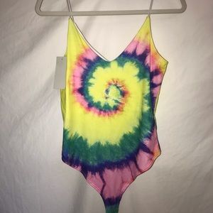 Multi color tye dye bodysuit